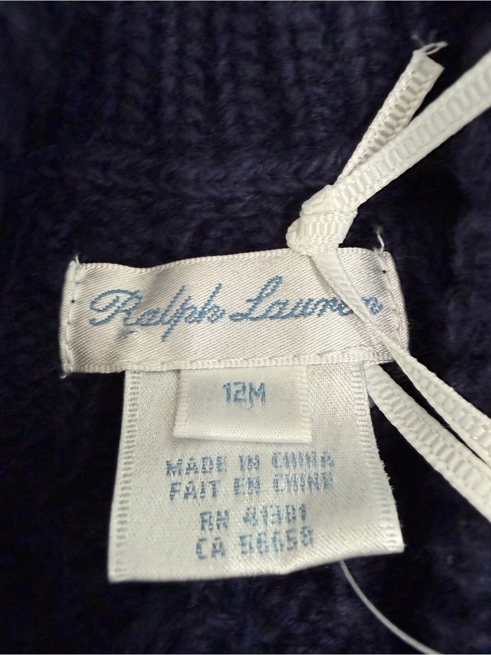Ralph Lauren Navy Blue Cableknit Cardigan Sweater Baby Boys 12 Month NWT